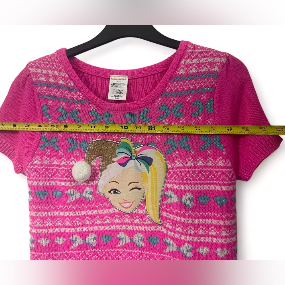 nickelodeon JoJo Siwa Girls Pink Short Sleeve Bow Sweater Dress Size XL/XG14-16 - Picture 11 of 13